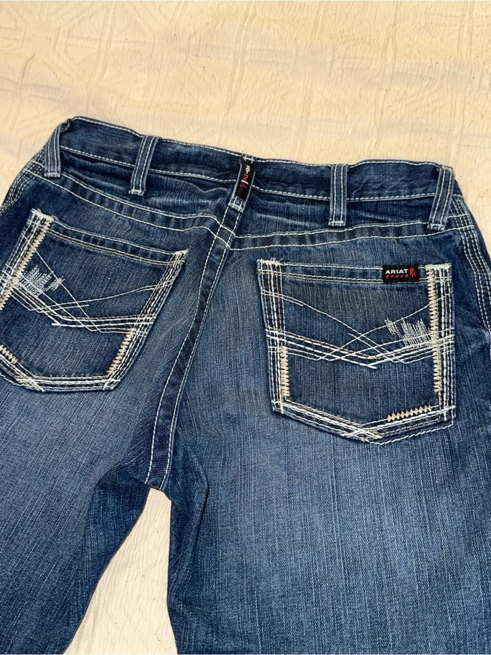Ariat Men's Dark Blue Boot Cut Jeans with Embroidered Back Pockets